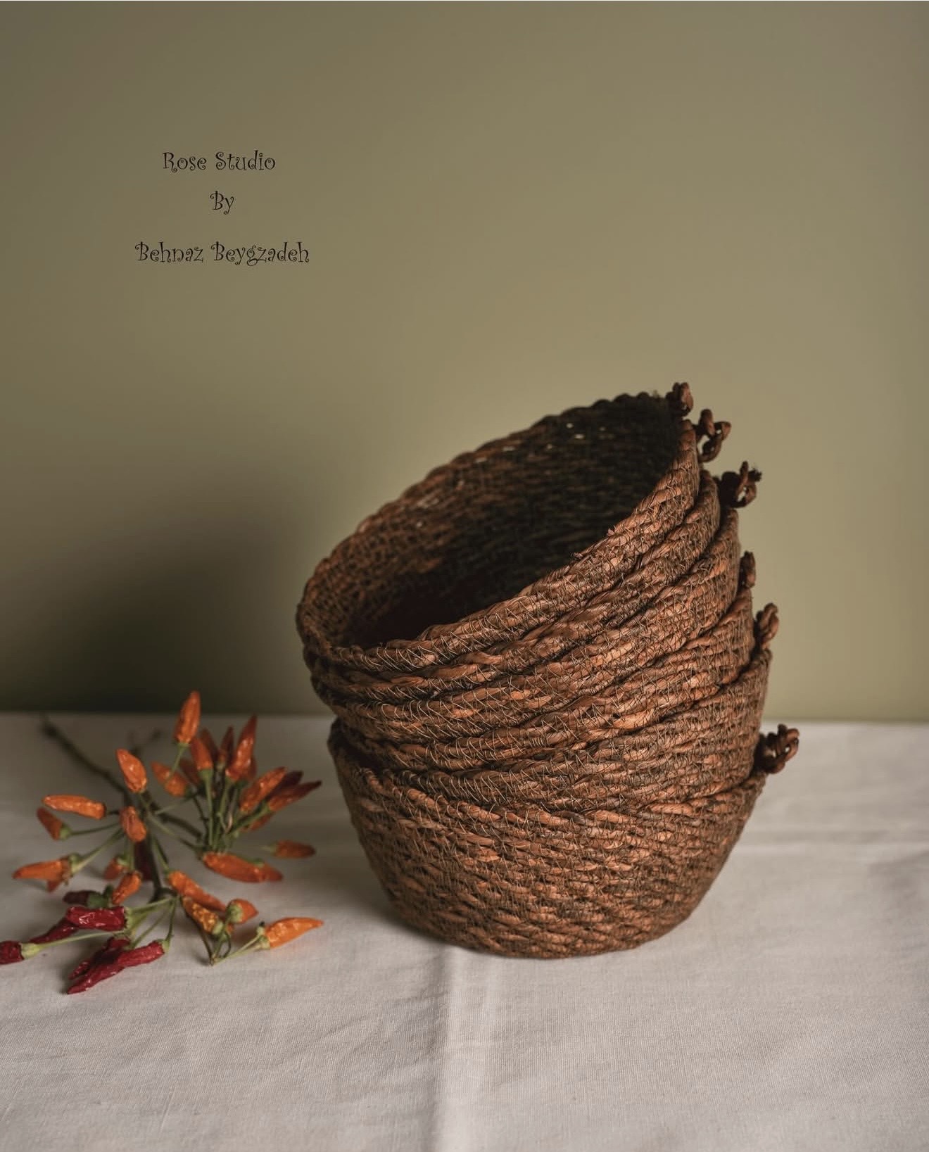 سبد حصیری قطر کفی ۱۲ ارتفاع ۶ سانت